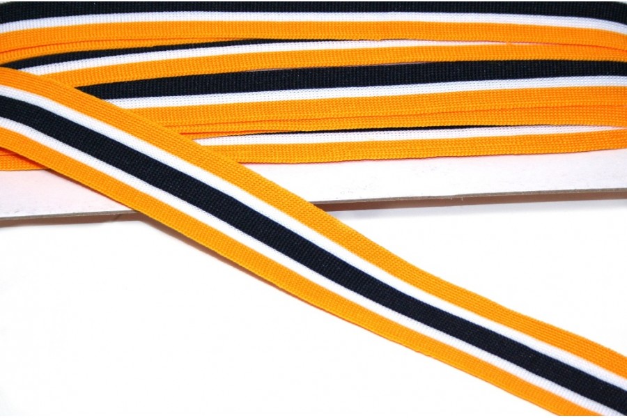 1m elastisches Streifenband 30mm orange/weiss/nachtblau